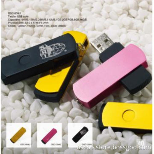 swivel usb flash drive, metal and plastic finishing
